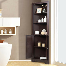 Load image into Gallery viewer, Gymax Bathroom Corner Storage Cabinet Free Standing Tall Bathroom Cabinet W/3 Shelves