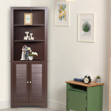 Load image into Gallery viewer, Gymax Bathroom Corner Storage Cabinet Free Standing Tall Bathroom Cabinet W/3 Shelves