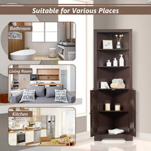 Load image into Gallery viewer, Gymax Bathroom Corner Storage Cabinet Free Standing Tall Bathroom Cabinet W/3 Shelves