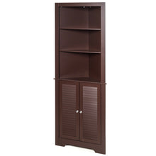 Load image into Gallery viewer, Gymax Bathroom Corner Storage Cabinet Free Standing Tall Bathroom Cabinet W/3 Shelves