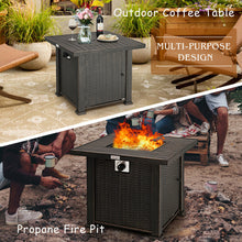 Load image into Gallery viewer, Gymax 30'' Gas Fire Pit Table 50,000 BTU Square Propane Fire Pit Table W/ Cover