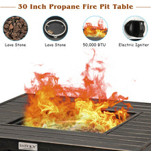 Load image into Gallery viewer, Gymax 30'' Gas Fire Pit Table 50,000 BTU Square Propane Fire Pit Table W/ Cover