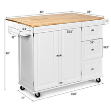 Load image into Gallery viewer, Gymax Drop-Leaf Kitchen Island Trolley Cart Wood Storage Cabinet w/ Spice Rack White