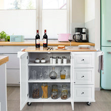 Load image into Gallery viewer, Gymax Drop-Leaf Kitchen Island Trolley Cart Wood Storage Cabinet w/ Spice Rack White