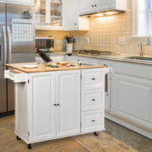 Load image into Gallery viewer, Gymax Drop-Leaf Kitchen Island Trolley Cart Wood Storage Cabinet w/ Spice Rack White