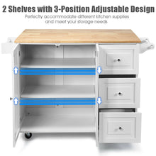 Load image into Gallery viewer, Gymax Drop-Leaf Kitchen Island Trolley Cart Wood Storage Cabinet w/ Spice Rack White