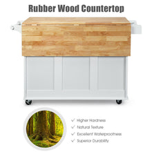 Load image into Gallery viewer, Gymax Drop-Leaf Kitchen Island Trolley Cart Wood Storage Cabinet w/ Spice Rack White