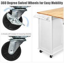 Load image into Gallery viewer, Gymax Drop-Leaf Kitchen Island Trolley Cart Wood Storage Cabinet w/ Spice Rack White