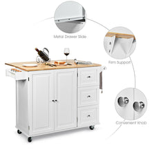 Load image into Gallery viewer, Gymax Drop-Leaf Kitchen Island Trolley Cart Wood Storage Cabinet w/ Spice Rack White