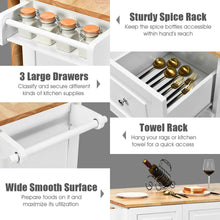 Load image into Gallery viewer, Gymax Drop-Leaf Kitchen Island Trolley Cart Wood Storage Cabinet w/ Spice Rack White