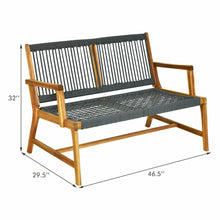 Load image into Gallery viewer, Gymax Wooden Rope Bench Loveseat Patio Garden Outdoor w/ Armrest & Backrest