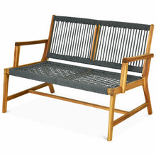 Load image into Gallery viewer, Gymax Wooden Rope Bench Loveseat Patio Garden Outdoor w/ Armrest & Backrest