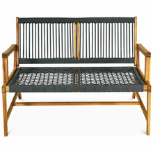 Load image into Gallery viewer, Gymax Wooden Rope Bench Loveseat Patio Garden Outdoor w/ Armrest & Backrest