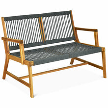 Load image into Gallery viewer, Gymax Wooden Rope Bench Loveseat Patio Garden Outdoor w/ Armrest & Backrest