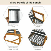 Load image into Gallery viewer, Gymax Wooden Rope Bench Loveseat Patio Garden Outdoor w/ Armrest & Backrest