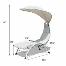 Load image into Gallery viewer, Gymax Patio Lounge Chair Chaise Outdoor w/ Steel Frame Cushion Canopy Beige