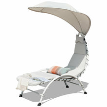 Load image into Gallery viewer, Gymax Patio Lounge Chair Chaise Outdoor w/ Steel Frame Cushion Canopy Beige
