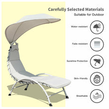 Load image into Gallery viewer, Gymax Patio Lounge Chair Chaise Outdoor w/ Steel Frame Cushion Canopy Beige