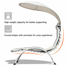 Load image into Gallery viewer, Gymax Patio Lounge Chair Chaise Outdoor w/ Steel Frame Cushion Canopy Beige