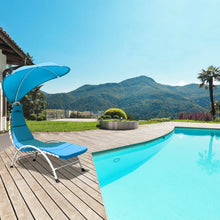 Load image into Gallery viewer, Gymax Patio Lounge Chair Chaise Outdoor w/ Steel Frame Cushion Canopy Turquoise