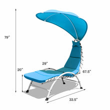 Load image into Gallery viewer, Gymax Patio Lounge Chair Chaise Outdoor w/ Steel Frame Cushion Canopy Turquoise