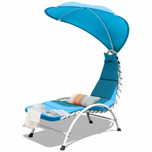 Load image into Gallery viewer, Gymax Patio Lounge Chair Chaise Outdoor w/ Steel Frame Cushion Canopy Turquoise