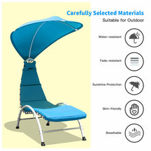 Load image into Gallery viewer, Gymax Patio Lounge Chair Chaise Outdoor w/ Steel Frame Cushion Canopy Turquoise
