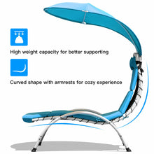 Load image into Gallery viewer, Gymax Patio Lounge Chair Chaise Outdoor w/ Steel Frame Cushion Canopy Turquoise