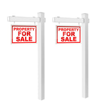 Load image into Gallery viewer, Gymax 2 PCS 6' UPVC Real Estate Sign Post Open House Yard Home for Sale White W/Stake