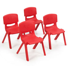 Load image into Gallery viewer, Gymax 4-pack Kids Plastic Stackable Classroom Chairs Indoor/Outdoor Kindergarten Red