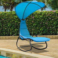 Load image into Gallery viewer, Gymax Patio Lounge Chair Chaise Garden w/ Steel Frame Cushion Canopy Turquoise