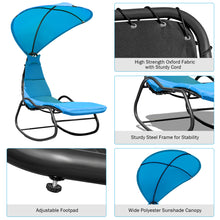 Load image into Gallery viewer, Gymax Patio Lounge Chair Chaise Garden w/ Steel Frame Cushion Canopy Turquoise