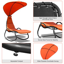 Load image into Gallery viewer, Gymax Patio Lounge Chair Chaise Garden w/ Steel Frame Cushion Canopy Orange
