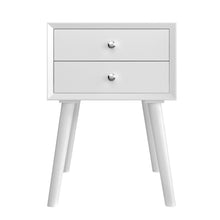 Load image into Gallery viewer, Gymax Wooden Nightstand Mid-Century End Side Table Bedroom W/2 Storage Drawers White