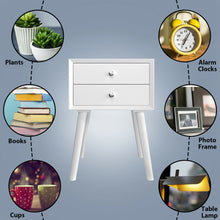 Load image into Gallery viewer, Gymax Wooden Nightstand Mid-Century End Side Table Bedroom W/2 Storage Drawers White