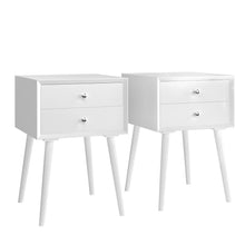 Load image into Gallery viewer, Gymax 2PCS Wooden Nightstand Mid-Century End Side Table W/2 Storage Drawers White