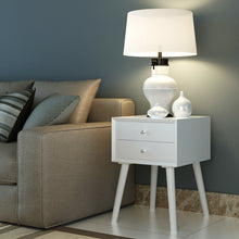 Load image into Gallery viewer, Gymax 2PCS Wooden Nightstand Mid-Century End Side Table W/2 Storage Drawers White
