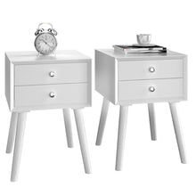 Load image into Gallery viewer, Gymax 2PCS Wooden Nightstand Mid-Century End Side Table W/2 Storage Drawers White
