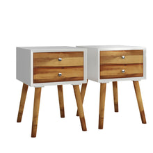 Load image into Gallery viewer, Gymax 2PCS Wooden Nightstand Mid-Century End Side Table W/2 Storage Drawers Brown