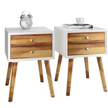 Load image into Gallery viewer, Gymax 2PCS Wooden Nightstand Mid-Century End Side Table W/2 Storage Drawers Brown