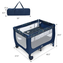 Load image into Gallery viewer, Gymax Portable Baby Playard Playpen Nursery Center w/ Mattress Foldable Design Blue