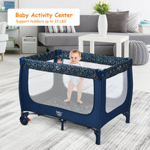 Load image into Gallery viewer, Gymax Portable Baby Playard Playpen Nursery Center w/ Mattress Foldable Design Blue