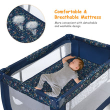 Load image into Gallery viewer, Gymax Portable Baby Playard Playpen Nursery Center w/ Mattress Foldable Design Blue