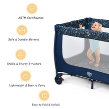 Load image into Gallery viewer, Gymax Portable Baby Playard Playpen Nursery Center w/ Mattress Foldable Design Blue