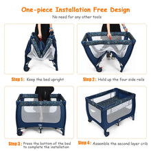 Load image into Gallery viewer, Gymax Portable Baby Playard Playpen Nursery Center w/ Mattress Foldable Design Blue