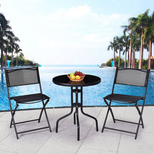 Load image into Gallery viewer, Gymax 3 Pcs Bistro Set Garden Backyard Table Folding Chairs Outdoor Patio Furniture