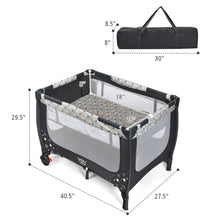 Load image into Gallery viewer, Gymax Portable Baby Playard Playpen Nursery Center w/ Mattress Foldable Design Grey