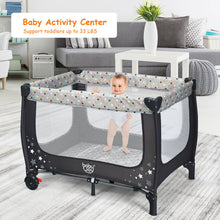 Load image into Gallery viewer, Gymax Portable Baby Playard Playpen Nursery Center w/ Mattress Foldable Design Grey