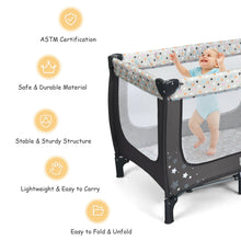 Load image into Gallery viewer, Gymax Portable Baby Playard Playpen Nursery Center w/ Mattress Foldable Design Grey