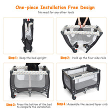 Load image into Gallery viewer, Gymax Portable Baby Playard Playpen Nursery Center w/ Mattress Foldable Design Grey